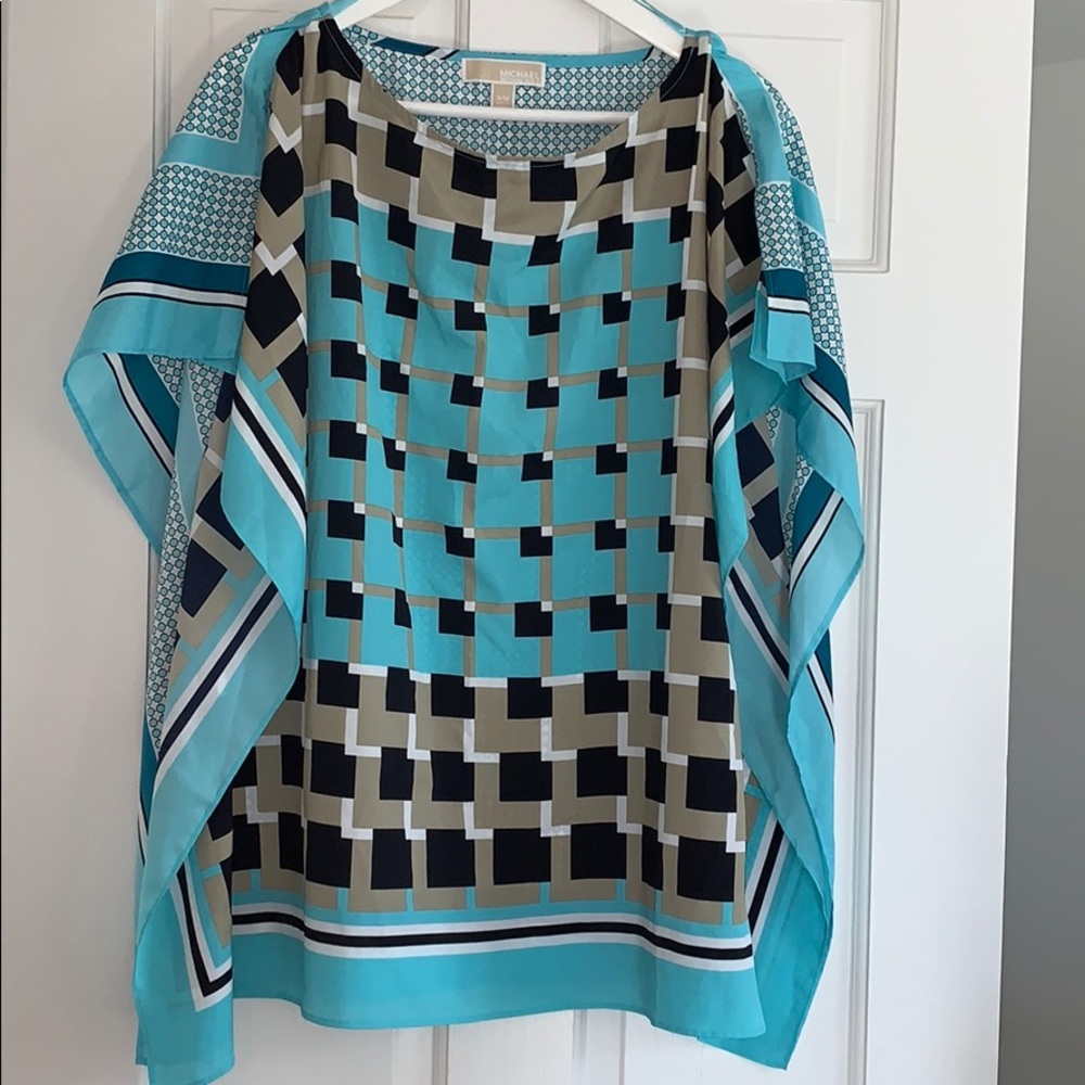 TEAL BROWN AND BLACK MICHAEL KORS BLOUSE